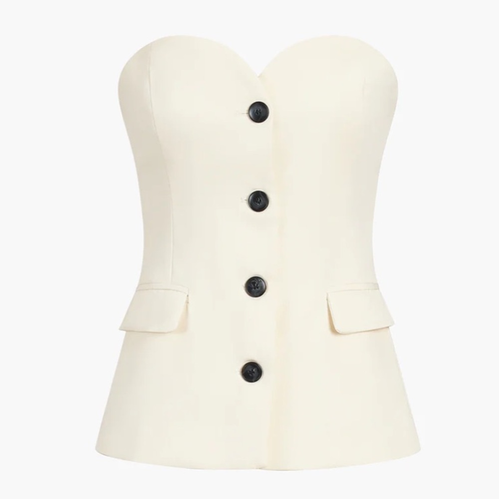 Commense solid strapless tube top L